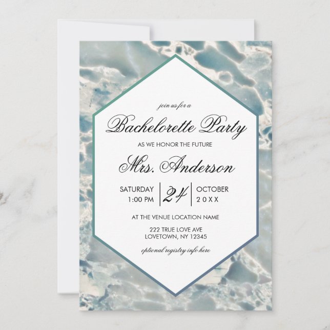 Beach Sea Glass Aqua Bachelorette Party Invitation (Front)