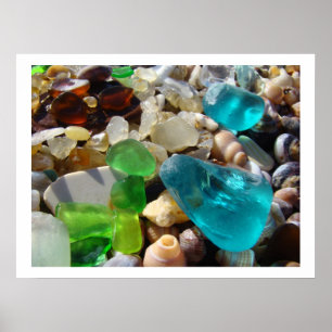 Beach Sea Glass art prints Coastal Rock Garden