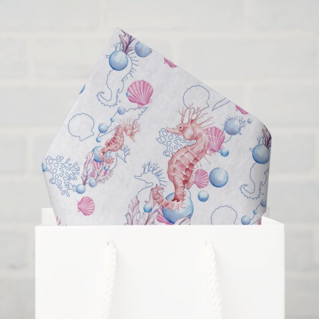 Beach sea horse and bubble pattern party tissue paper (Gift Bag)