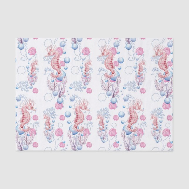 Beach sea horse and bubble pattern party tissue tissue paper (Front)
