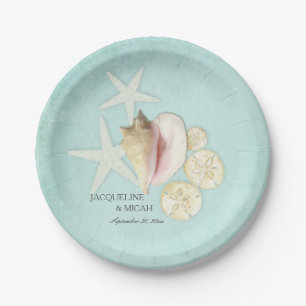 Beach Sea Ocean Shore Starfish Shell Wedding Party Paper Plate