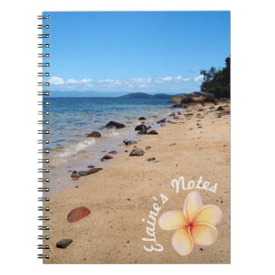 Beach Sea Shells Frangipani Name Spiral Note Book