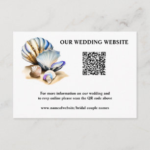 Beach sea shells iridescent online QR code rsvp Enclosure Card