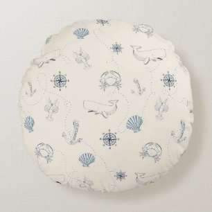 Beach Sea Shells Round Cushion