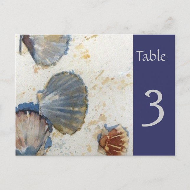 Beach Sea Shells Table Number Card (Front)