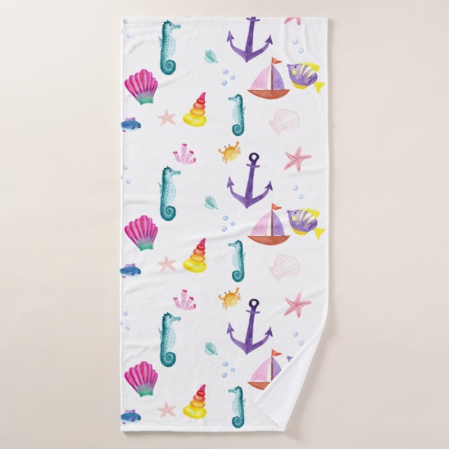 Beach Sea Side Summer Fun Novelty Bath Towel (Bath Towel)