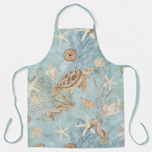 Beach Sea Turtle Ocean Seahorse Shells Starfish Apron