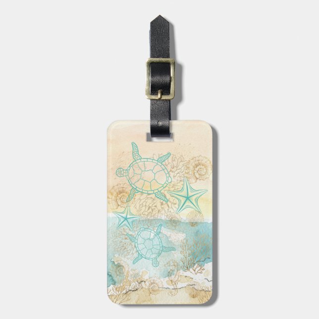 Beach Sea Turtles Luggage Tag (Front Vertical)