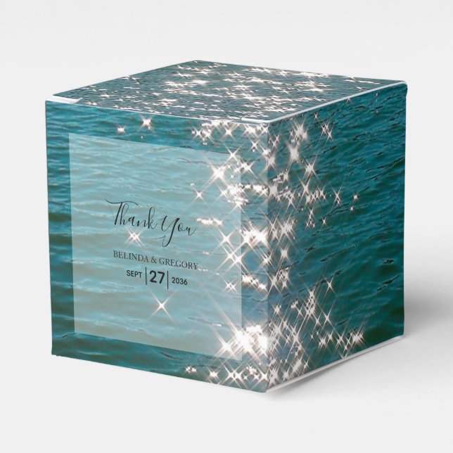 Beach Sea Water Sparkles Wedding  Favour Box (Front Side)