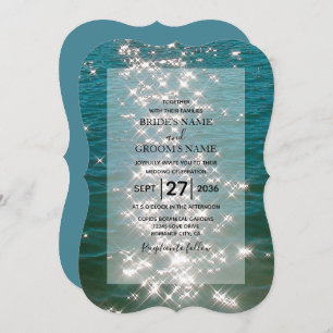 Beach Sea Water Sparkles Wedding Invitations