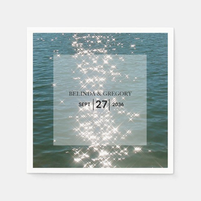 Beach Sea Water Sparkles Wedding  Napkin (Front)