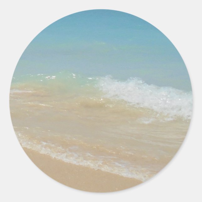 Beach Sea Waves Blank Seaside Template Elegant Classic Round Sticker (Front)