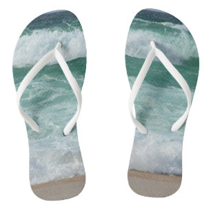 Beach Sea Waves Seaside Custom Template Adult Thongs