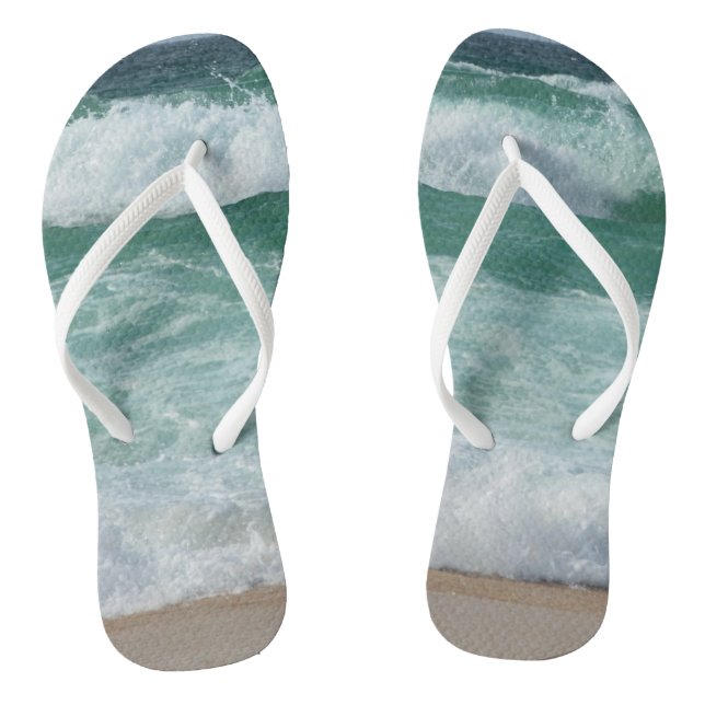 Beach Sea Waves Seaside Custom Template Adult Thongs (Footbed)