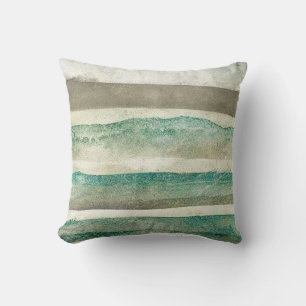 Beach Seafoam Green, Sage And Creamy Natural Sand  Cushion