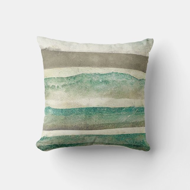Beach Seafoam Green, Sage And Creamy Natural Sand  Cushion (Front)