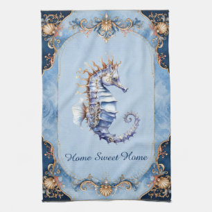 Beach seahorse kitchen gifts for woman tea towel
