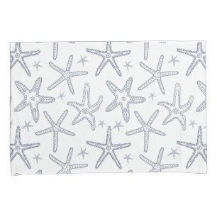 Beach Sealife Starfish Blue and White Patterned Pillowcase
