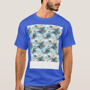 Beach Seamless Pattern Summer Palm Tree Waves Coas T-Shirt