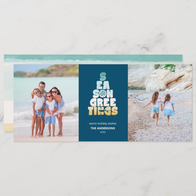 Beach Seas And Greetings Holiday Card (Front/Back)