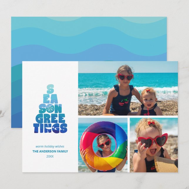 Beach Seas And Greetings Holiday Card (Front/Back)