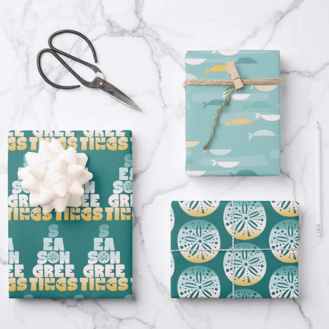 Beach Seas And Greetings Wrapping Paper Sheet (Front)