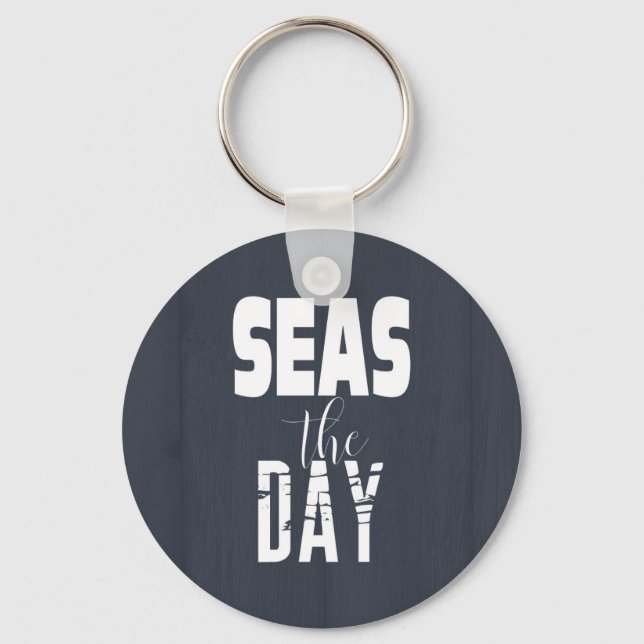Beach Seas The Day  Bold Quote Key Ring (Front)