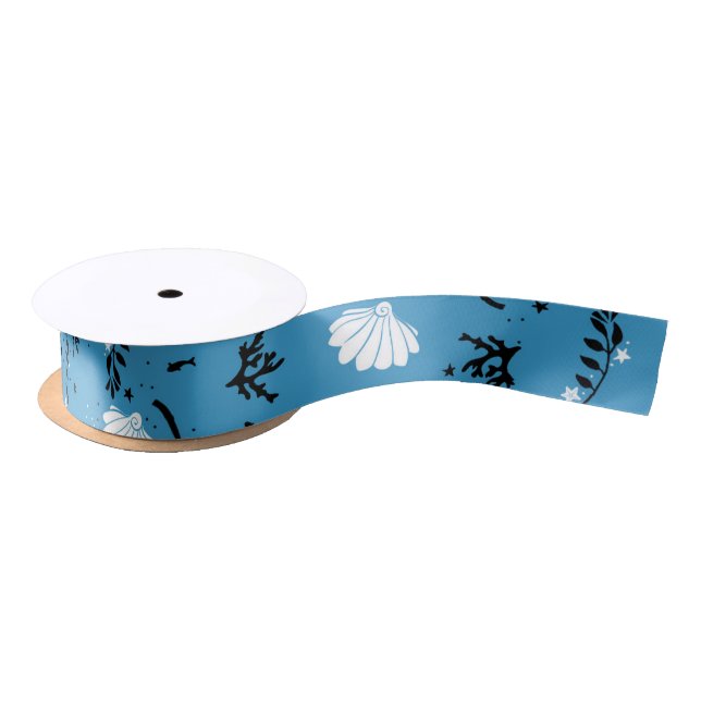 Beach Seashell and Starfish Tropical Wedding Satin Ribbon (Spool)