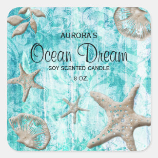 Beach Seashell Candle Product Label Packaging