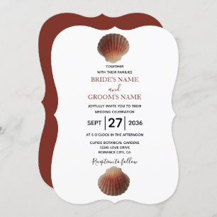 Beach Seashell Clams Wedding Invitations