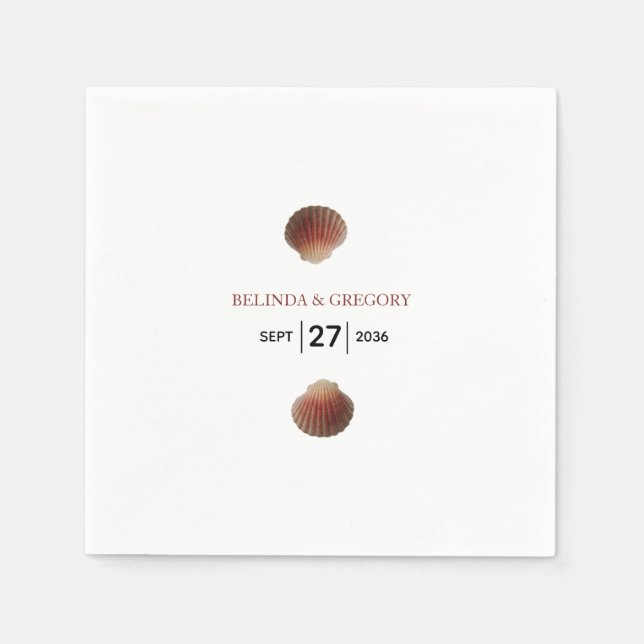 Beach Seashell Clams Wedding Napkin (Front)