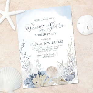 Beach Seashell Coastal Dinner Party  Invitation