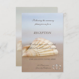 Beach Seashell, Hearts Reception Invitation