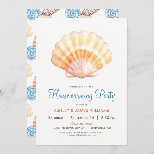 Beach Seashell Housewarming Party Invitation (Front/Back)