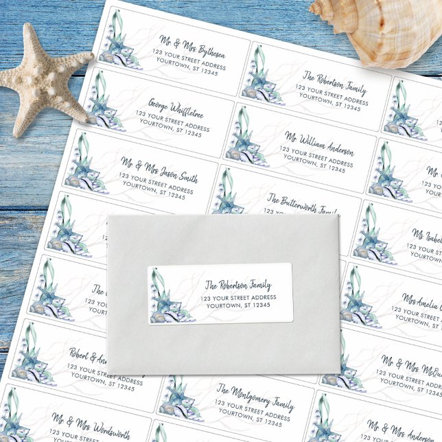 Beach Seashell Ocean Wedding Guest Address Labels (Creator Uploaded)
