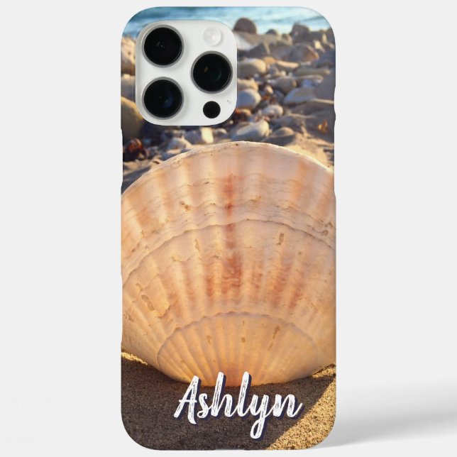 Beach Seashell Photo Monogram Name Script Stylish Case-Mate iPhone Case (Back)