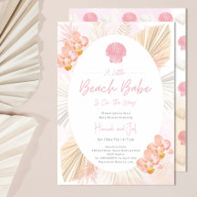 Beach seashell pink boho Ocean Girl Baby Shower