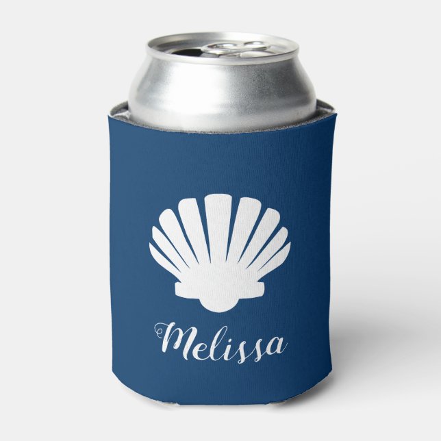 Beach Seashell Pool Name Can Cooler (Can Front)