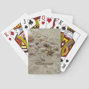 Beach Seashells and Sand Coastal Personalised Playing Cards