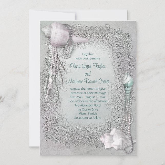 Beach Seashells Beach Wedding Invitation (Front)
