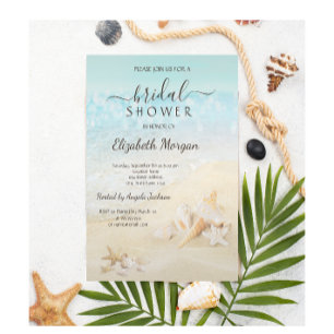 Beach Seashells Bridal Shower Invitation
