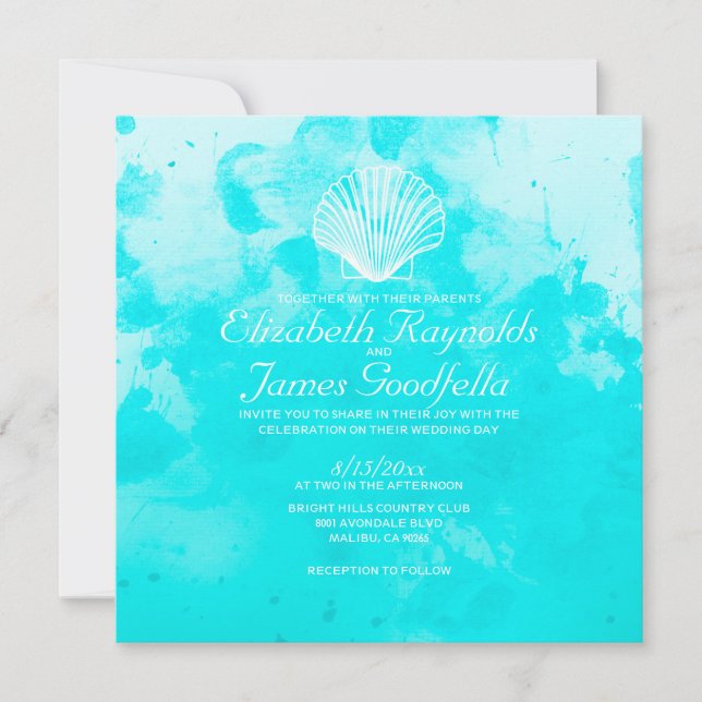 Beach Seashells Destination Wedding Invitations (Front)