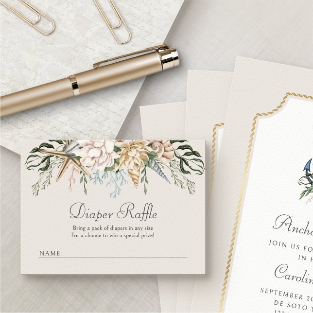 Beach Seashells Diaper Raffle Enclosure Card (Creator Uploaded)