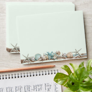 Beach Seashells Driftwood Pearles Starfish  Envelope