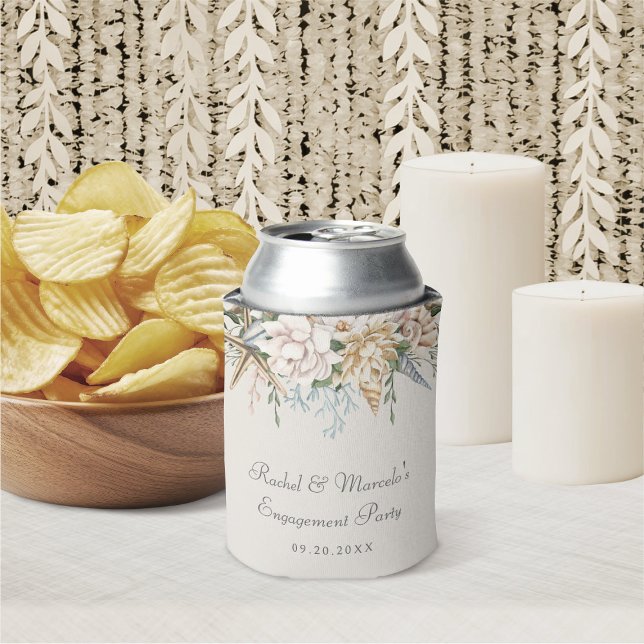 Beach Seashells Floral Can Cooler (Creator Uploaded)