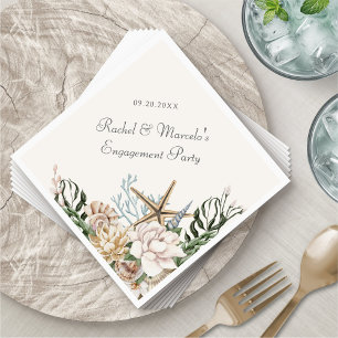 Beach Seashells Floral Palm Wedding Shower Party Napkin