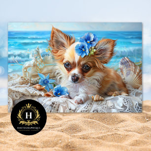 Beach Seashells Lace Chihuahua Dog Decoupage  Tissue Paper