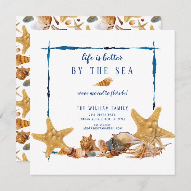 Beach Seashells Moving Announcement (Front/Back)