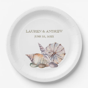 Beach Seashells   Nautical Tropical Wedding Paper Plate