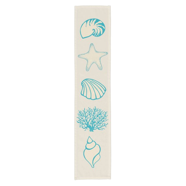 Beach Seashells Ocean Nautical Table Runner (Front)